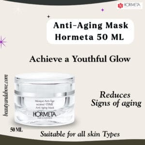 The package of Hormeta Anti-Aging Mask. It is Enriched with Hyaluronic acid to fight wrinkles and firm the skin in Kuwait.