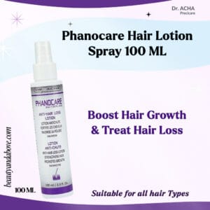 The bottle of Phanocare Hair Lotion. Text confirms it will Boost Hair Growth & Treat Hair Loss, a solution for stronger hair in Kuwait.
