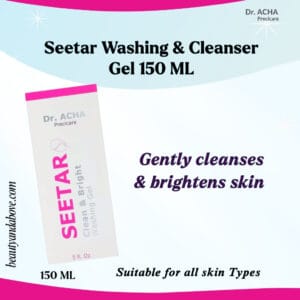 An advertisement for Seetar Washing Gel. Text confirms it provides deep cleansing and is gentle, suitable for all skin types including oily/combination skin types.