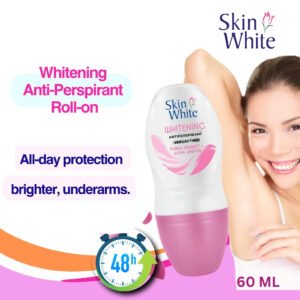 pack of Whitening Anti-Perspirant Roll-on Pink 60 ML and underarm of a girl