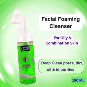 Foaming Face Cleanser by clean and glow 150 ml | beauty and above pack of green Facial Foaming Cleanser for oily , combination and acne-prone skin