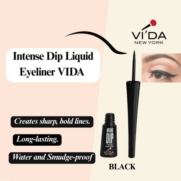 bottle of Intense Dip Liquid Eyeliner Black VIDA new york product